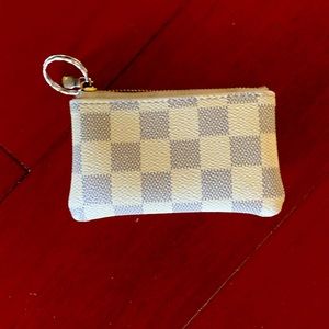 Checkered keychain wallet purse. LV
